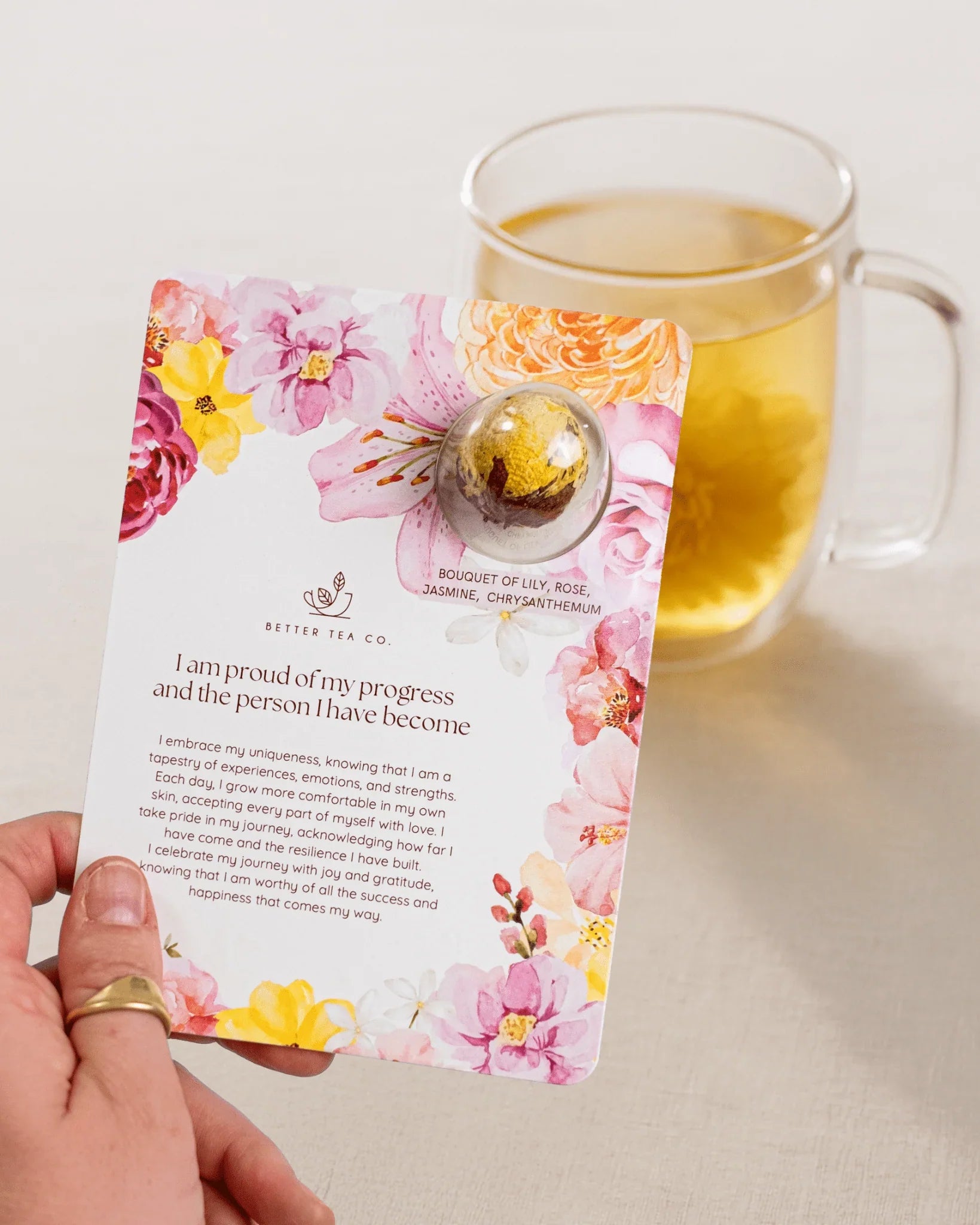 Blooming Tea Affirmation Greeting Card